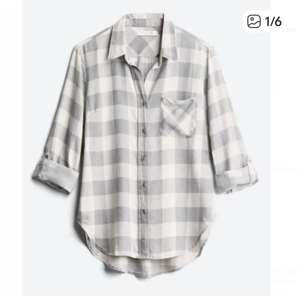 BILLY T Mabry Chambray
Relaxed Button Down Top grey flannel casual revolve $128